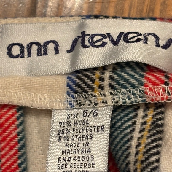 Ann Stevens Vintage Wool Pleated Stewart Plaid Skirt XS 0 2 24 25 Holiday Xmas - Picture 6 of 8